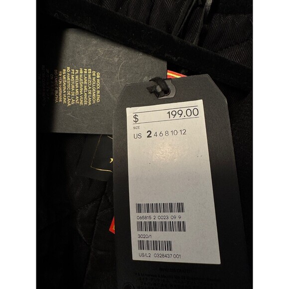 Authentic Balmain x H&M Women's Black Wool-Blend Pea Coat Size 2 NWT RARE - Picture 5 of 9